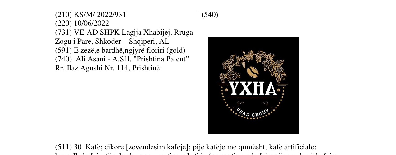 Zëri i markës YXHA në buletin