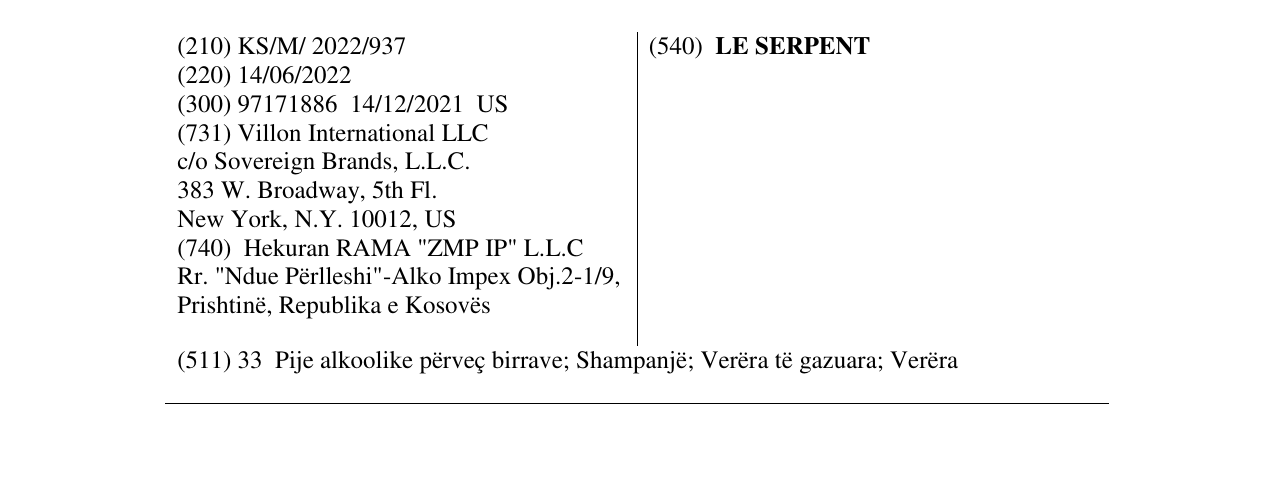 Zëri i markës LE SERPENT në buletin