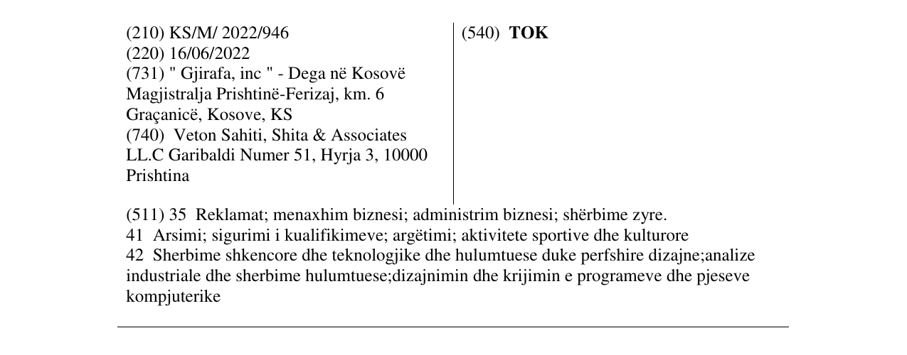 Zëri i markës TOK në buletin
