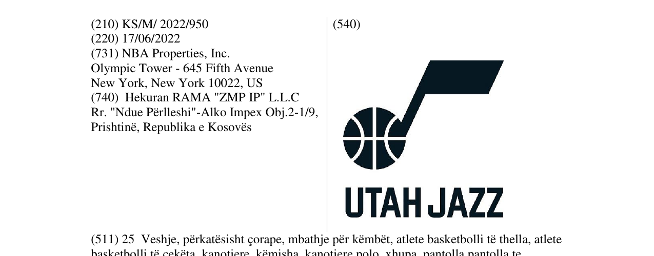 Zëri i markës UTAH JAZZ në buletin