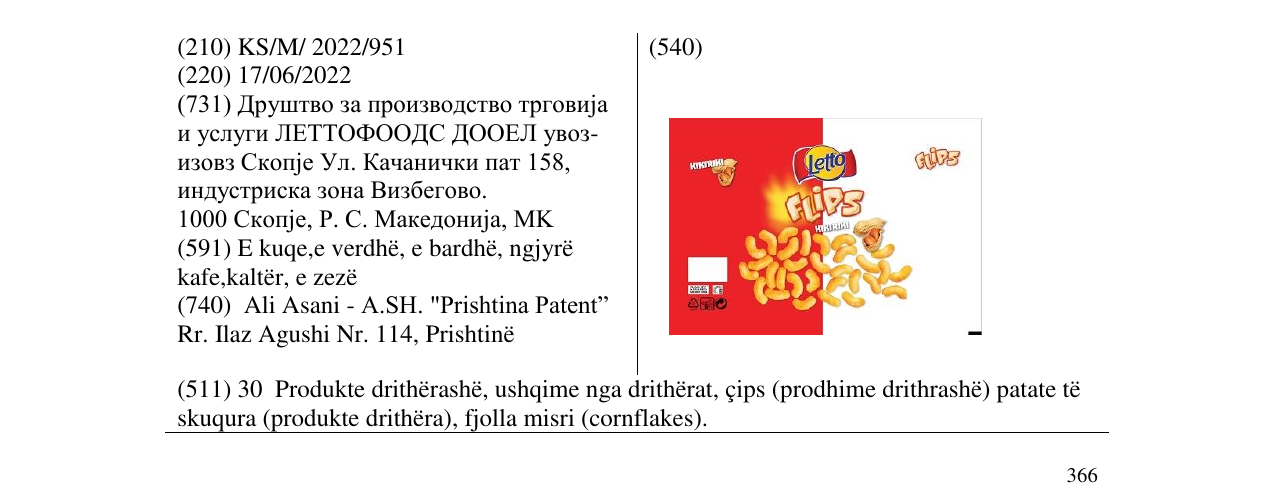 Zëri i markës Letto FLIPS në buletin