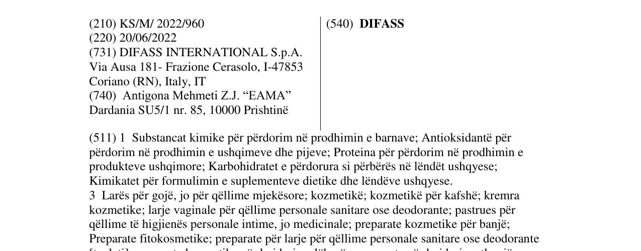 Zëri i markës DIFASS në buletin
