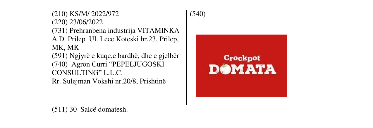 Zëri i markës Croptpot Domata në buletin