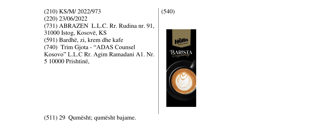 Zëri i markës Holla në buletin
