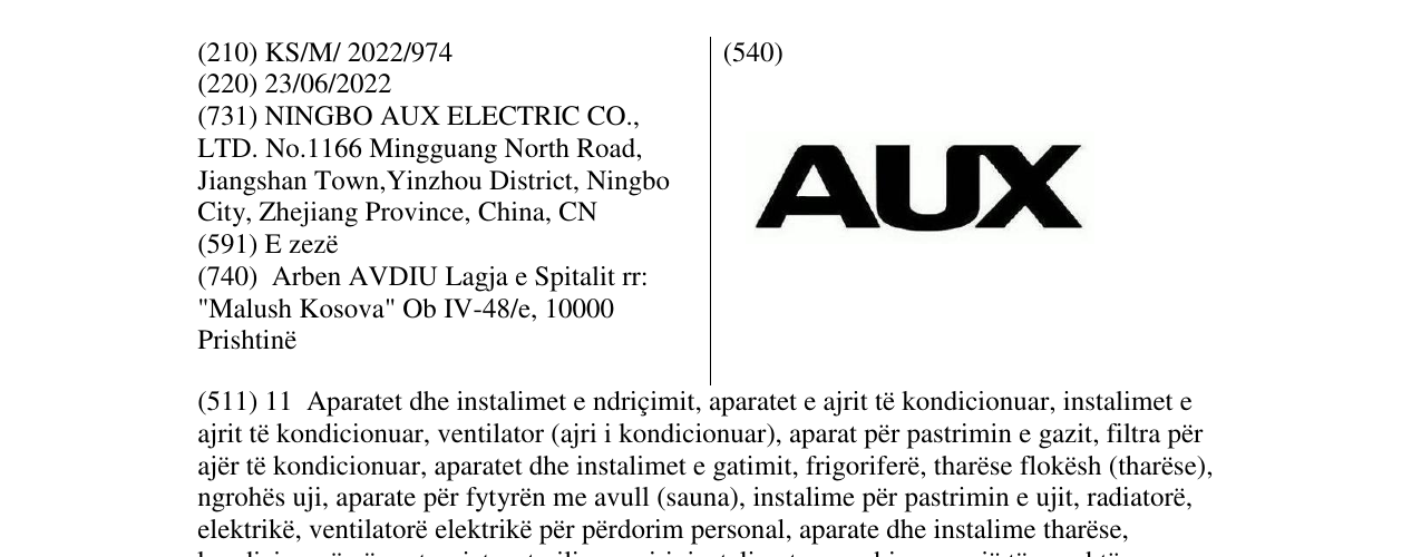 Zëri i markës AUX në buletin