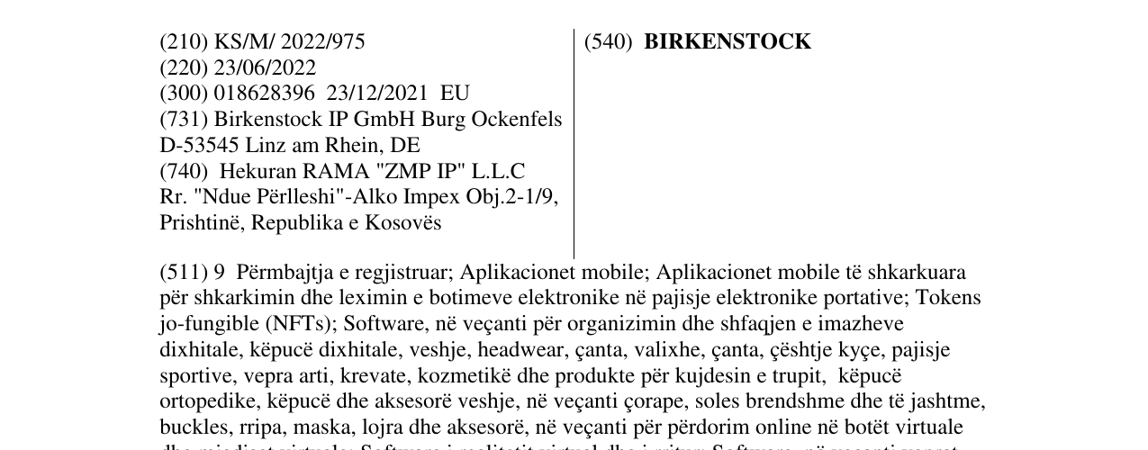 Zëri i markës BIRKENSTOCK në buletin