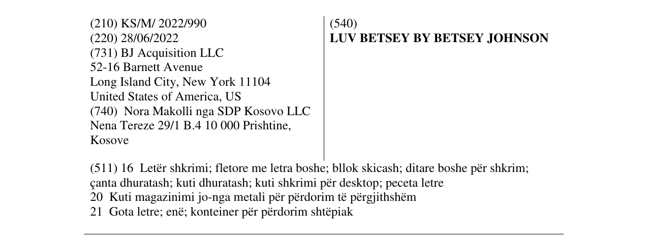 Zëri i markës LUV BETSEY BY BETSEY JOHNSON në buletin