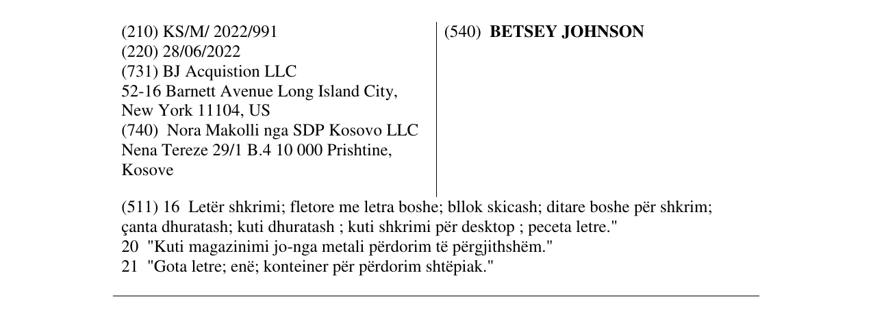 Zëri i markës BETSEY JOHNSON në buletin