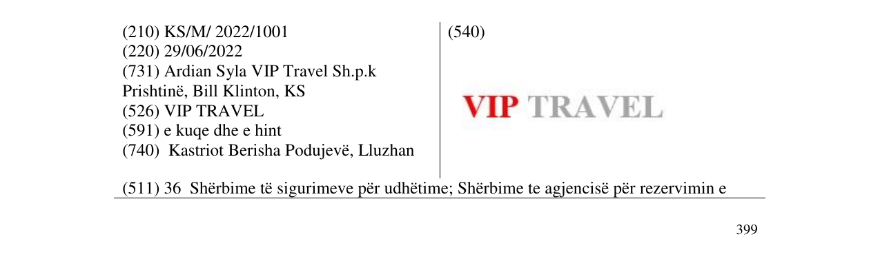 Zëri i markës VIP TRAVEL në buletin