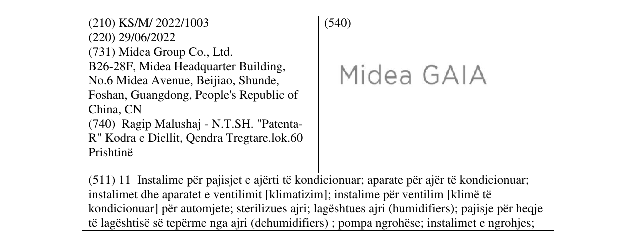 Zëri i markës Midea GAIA në buletin