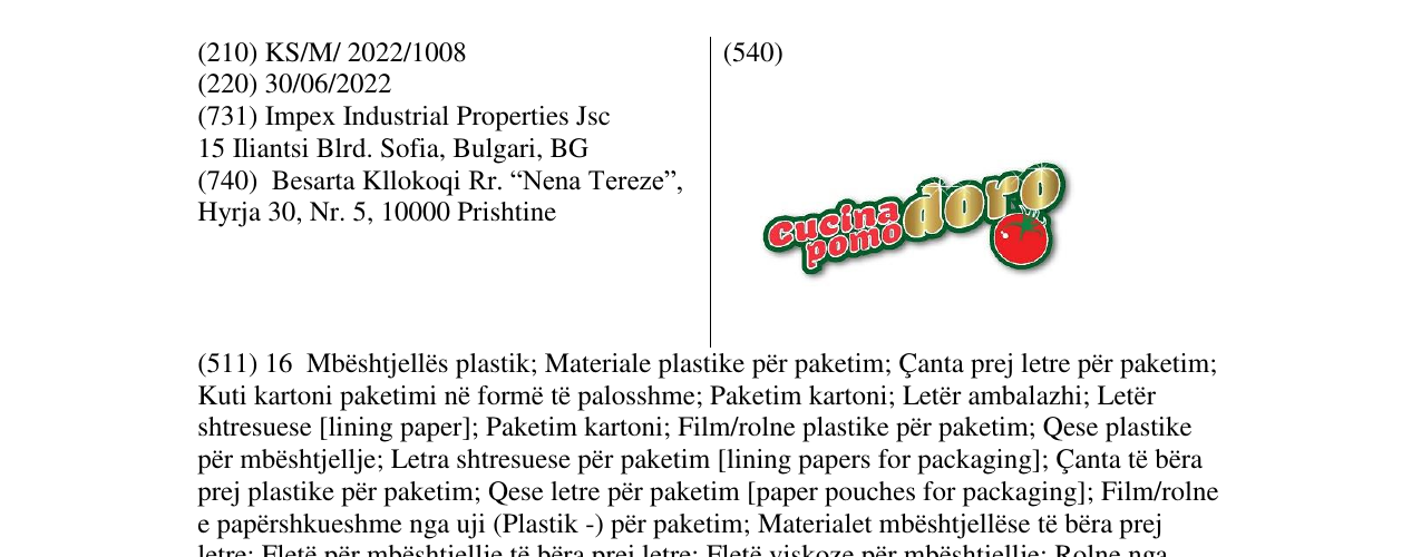 Zëri i markës cucina pomodoro në buletin