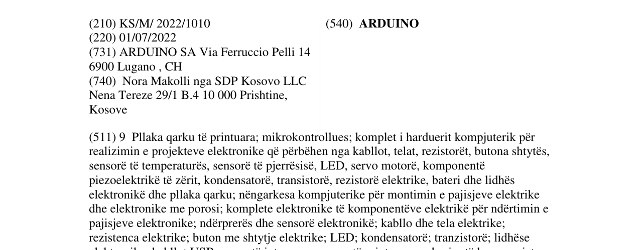Zëri i markës ARDUINO në buletin