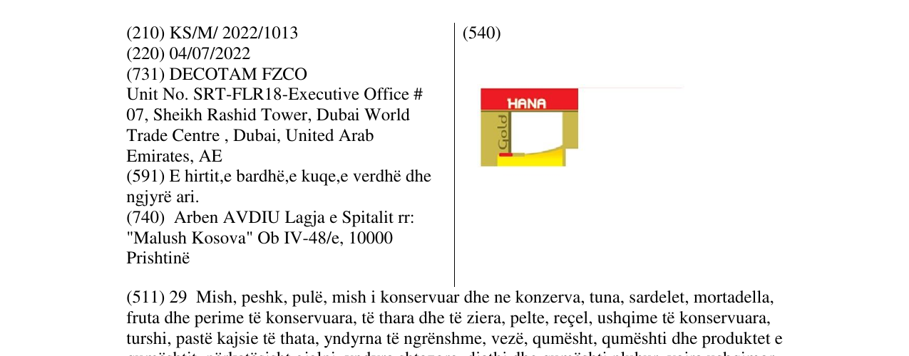 Zëri i markës HANA në buletin