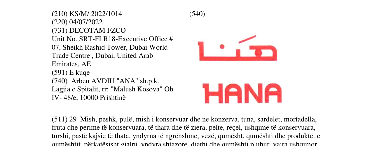Zëri i markës HANA në buletin