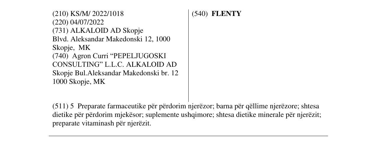 Zëri i markës FLENTY në buletin