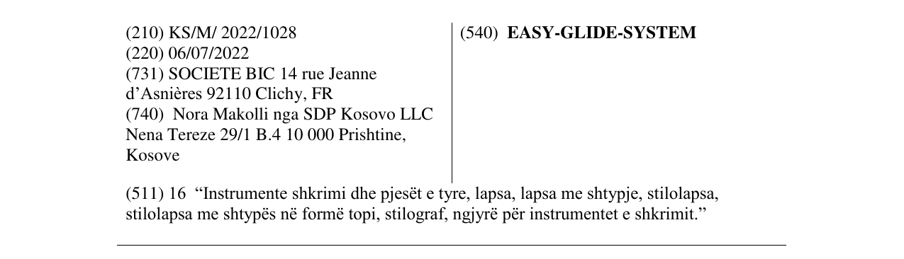 Zëri i markës EASY-GLIDE-SYSTEM në buletin