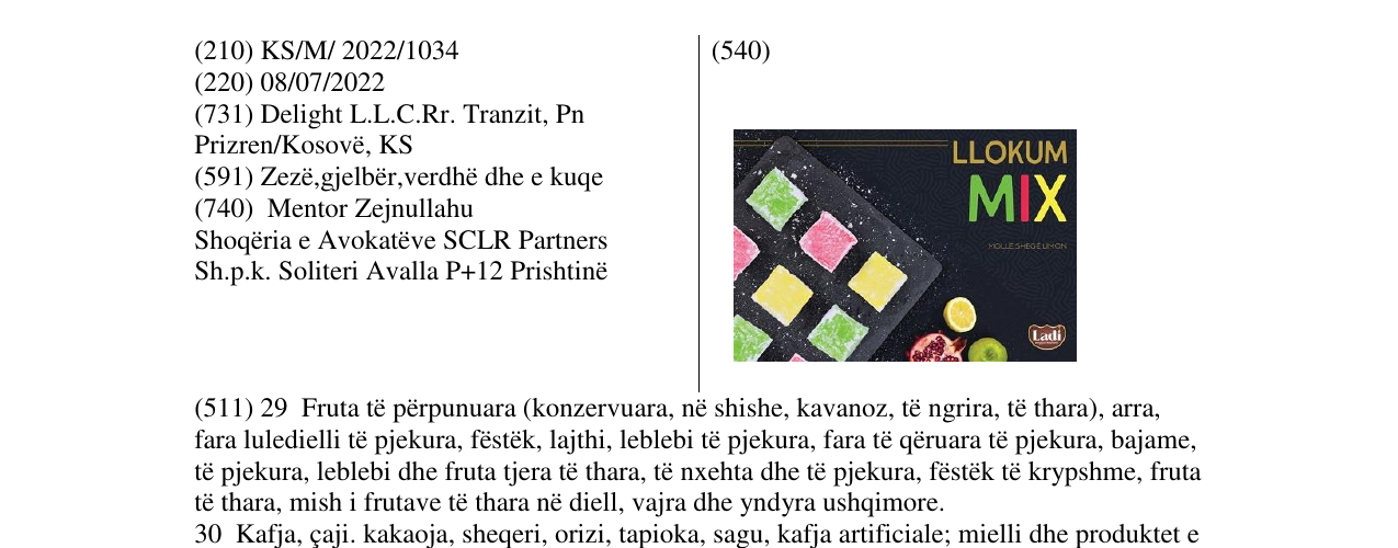 Zëri i markës LLOKUM MIX në buletin