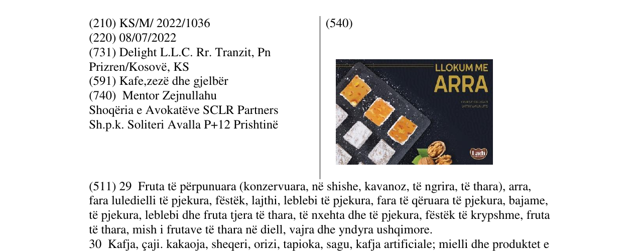 Zëri i markës LLOKUM ME ARRA në buletin