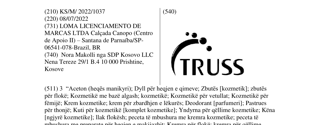 Zëri i markës TRUSS në buletin