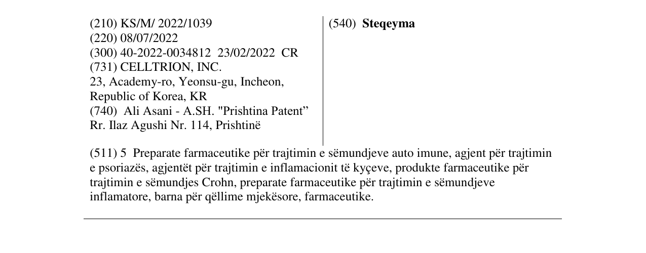 Zëri i markës Steqeyma në buletin