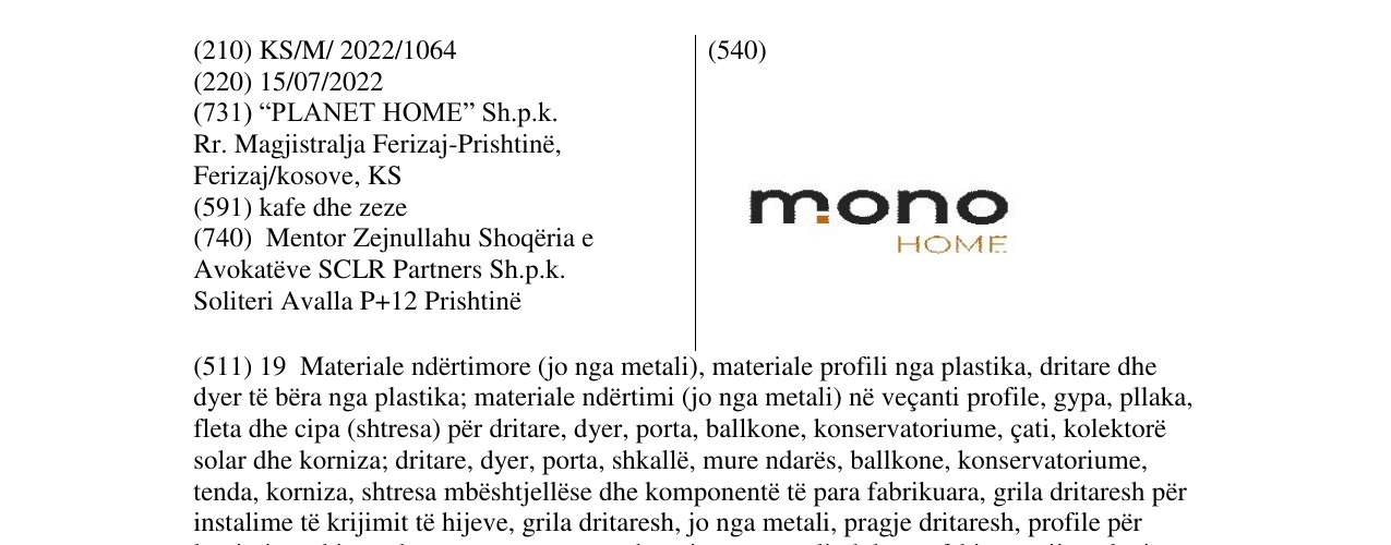 Zëri i markës mono HOME në buletin