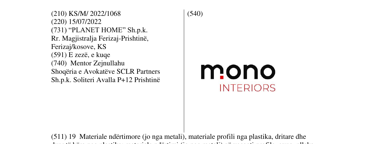 Zëri i markës mono interiors në buletin