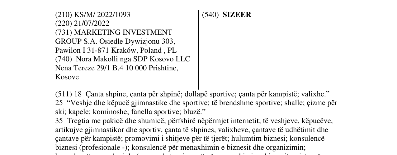 Zëri i markës SIZEER në buletin