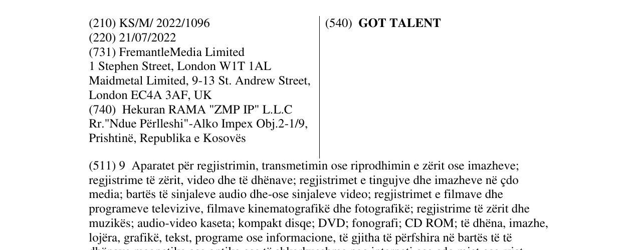 Zëri i markës GOT TALENT në buletin