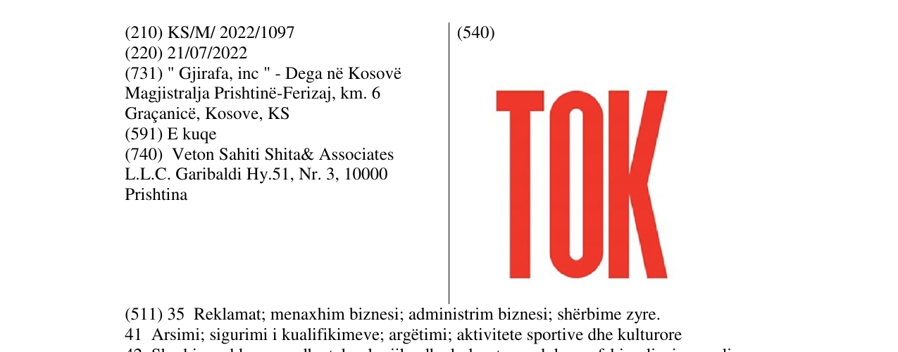 Zëri i markës TOK në buletin