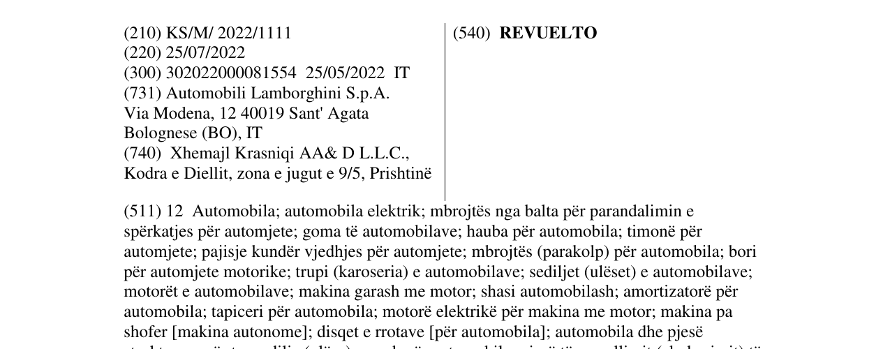 Zëri i markës REVUELTO në buletin