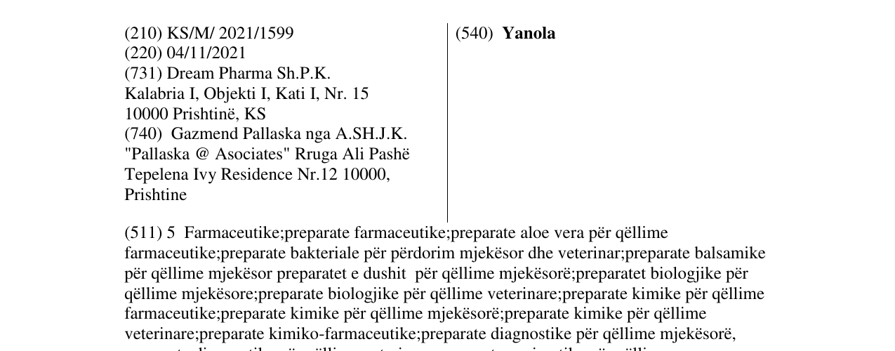 Zëri i markës Yanola në buletin