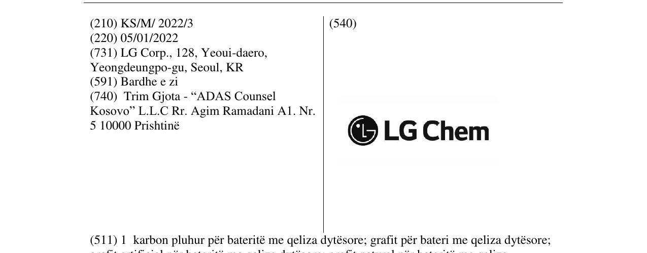 Zëri i markës LG Chem në buletin