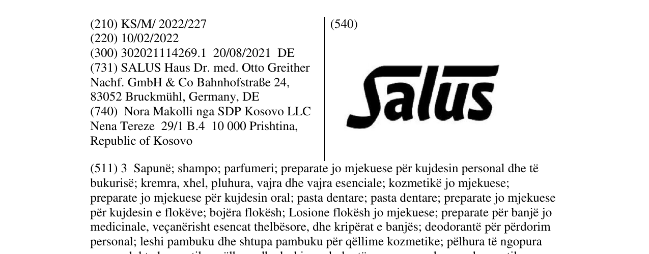 Zëri i markës Salus në buletin
