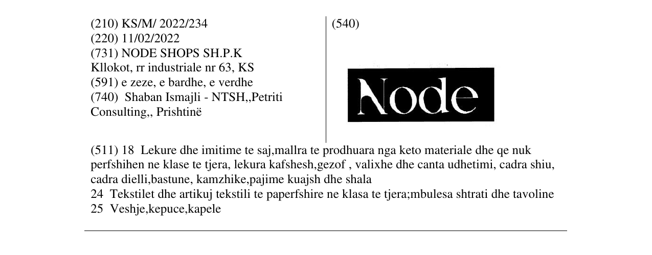 Zëri i markës Node në buletin