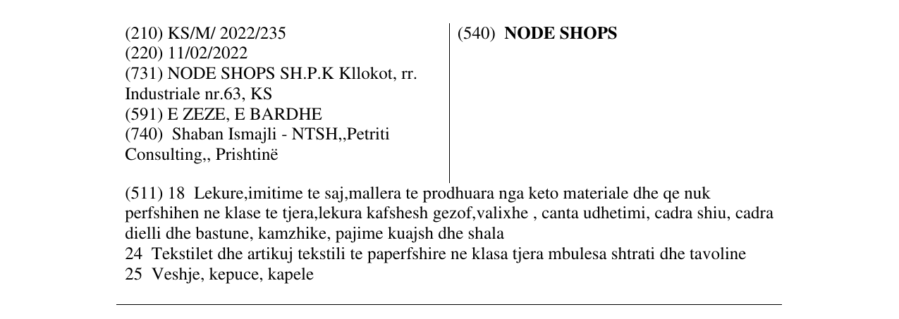 Zëri i markës NODE SHOPS në buletin