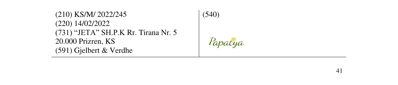 Zëri i markës Papatya në buletin