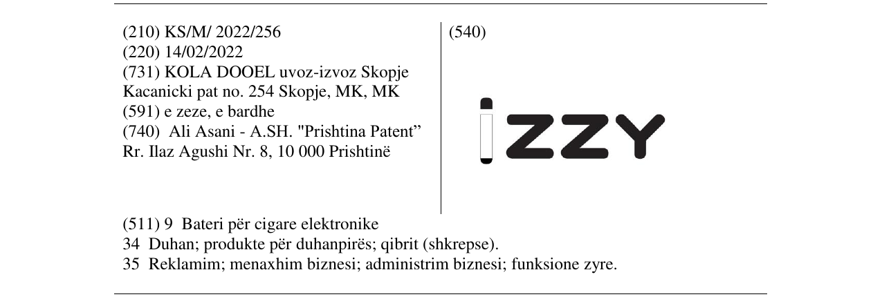Zëri i markës IZZY në buletin