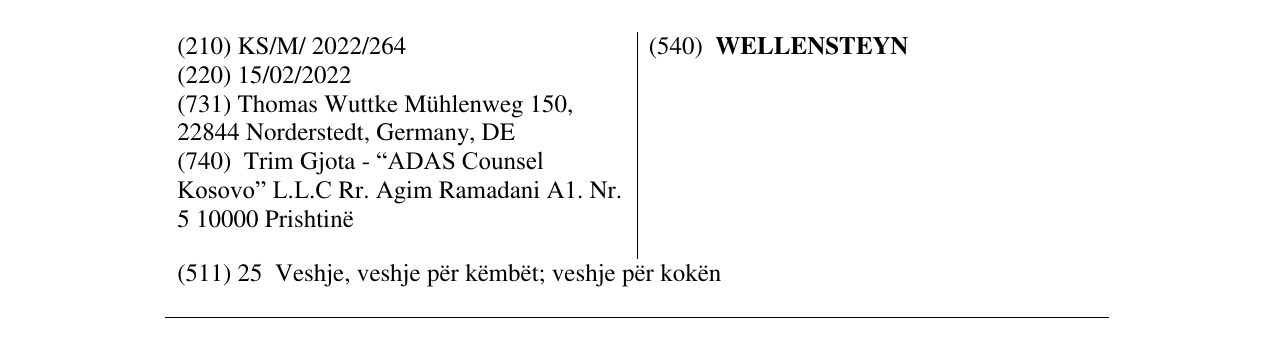 Zëri i markës WELLENSTEYN në buletin