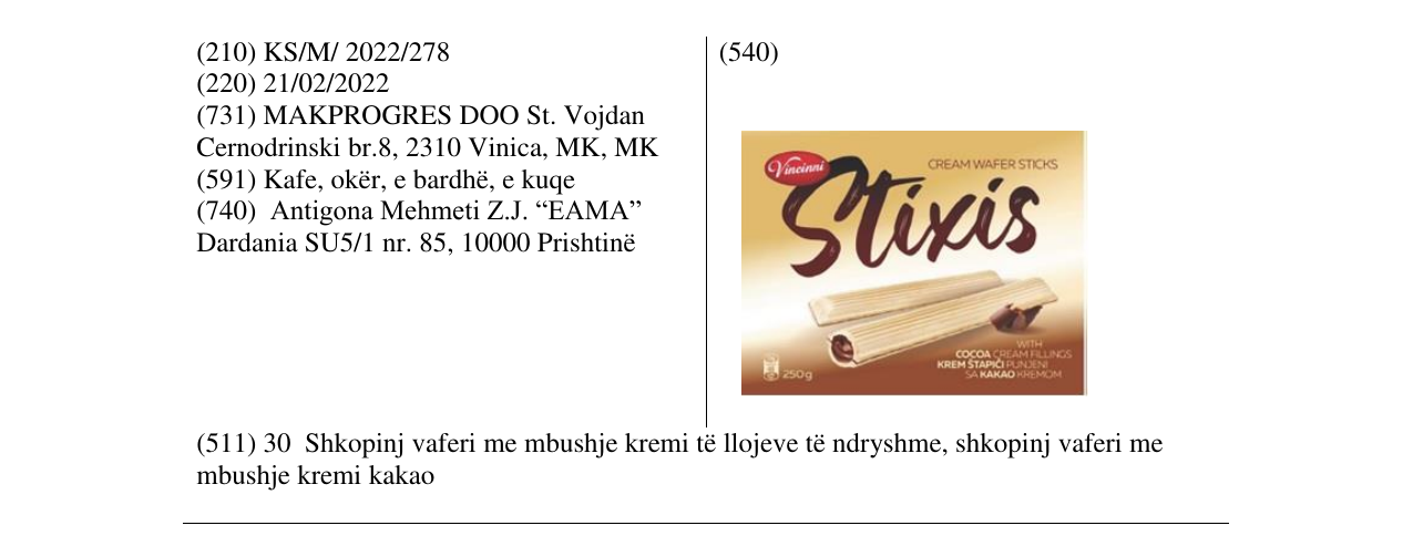 Zëri i markës Stixis në buletin