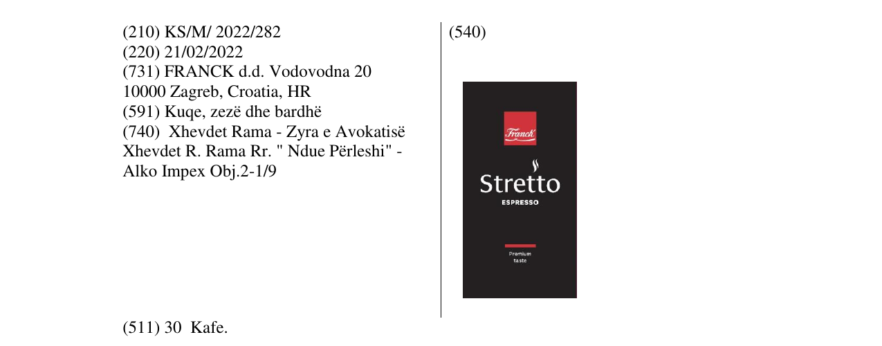 Zëri i markës Stretto në buletin
