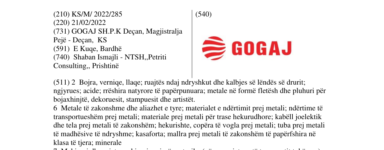 Zëri i markës GOGAJ në buletin