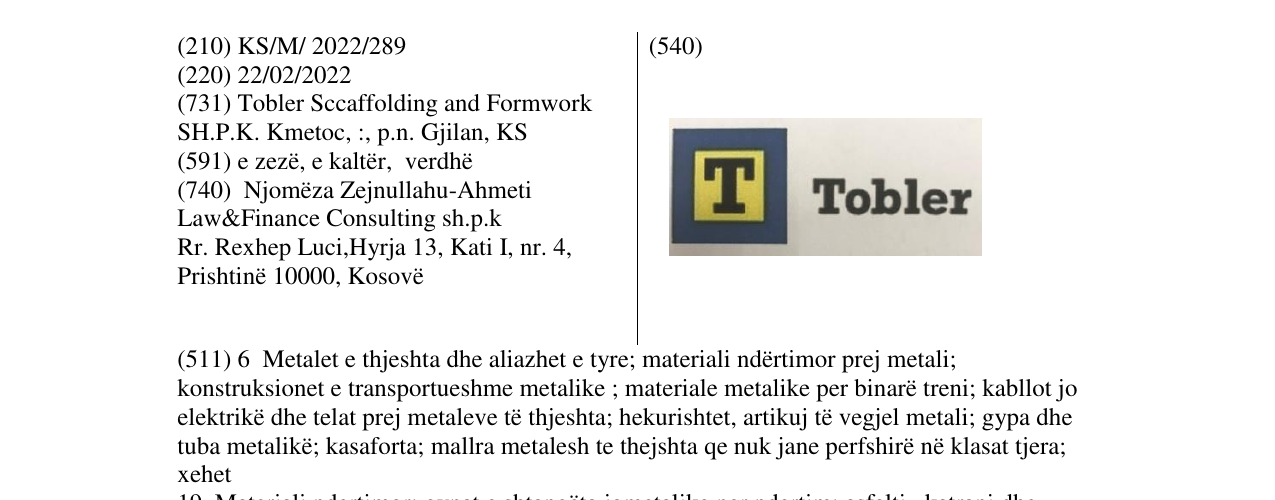 Zëri i markës TOBLER në buletin