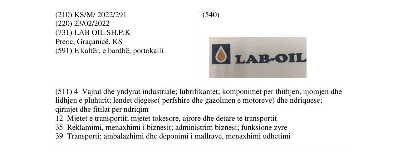 Zëri i markës LAB-OIL në buletin