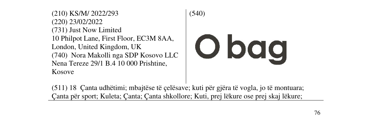 Zëri i markës O bag në buletin