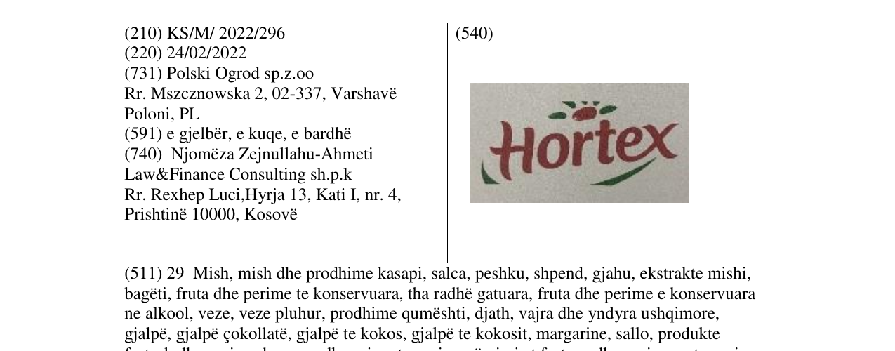 La voce del marchio Hortex nel bollettino