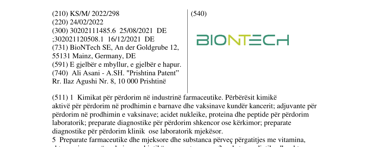Zëri i markës BIONTECH në buletin