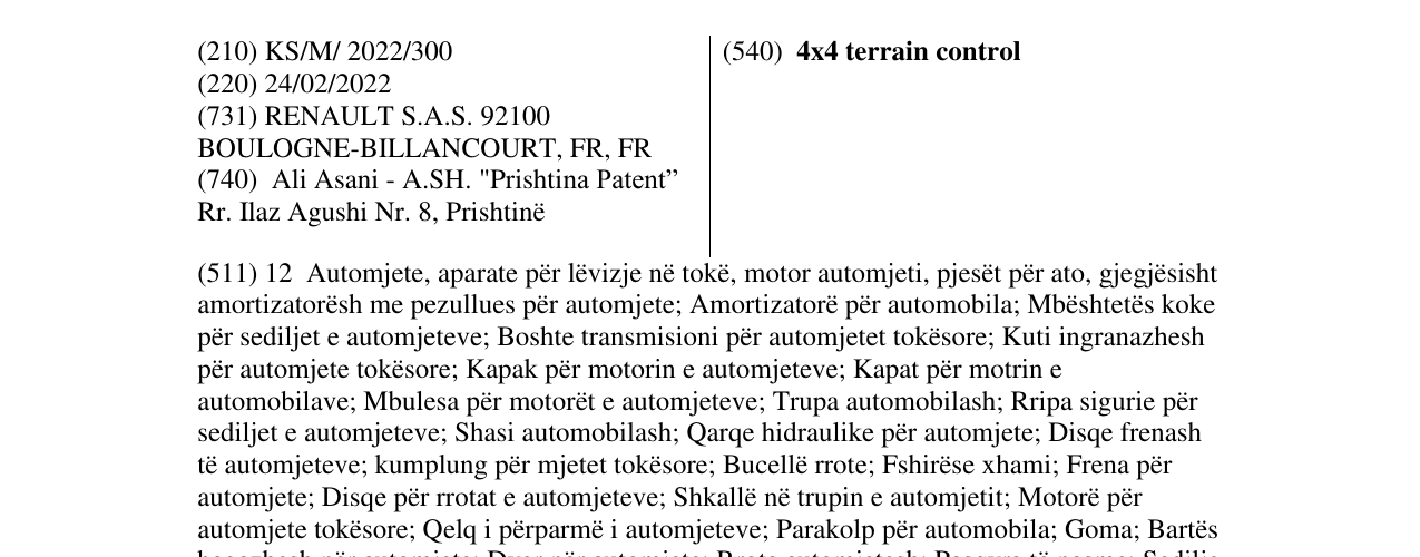 Zëri i markës 4x4 terrain control në buletin