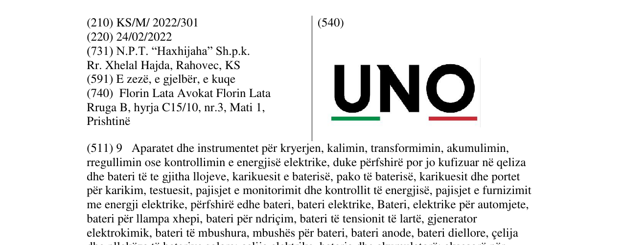 Zëri i markës UNO në buletin