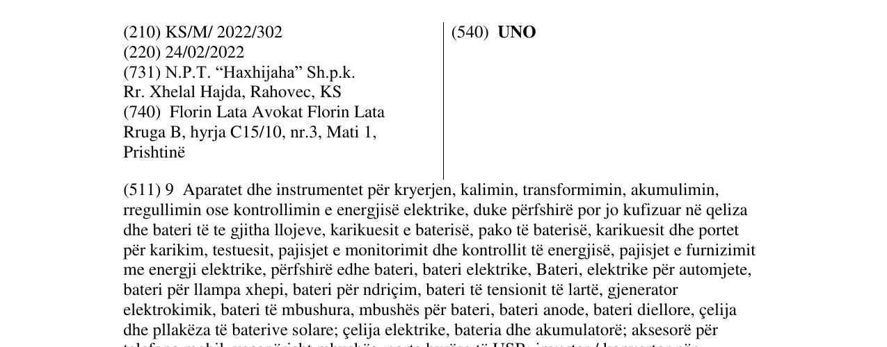Zëri i markës UNO në buletin