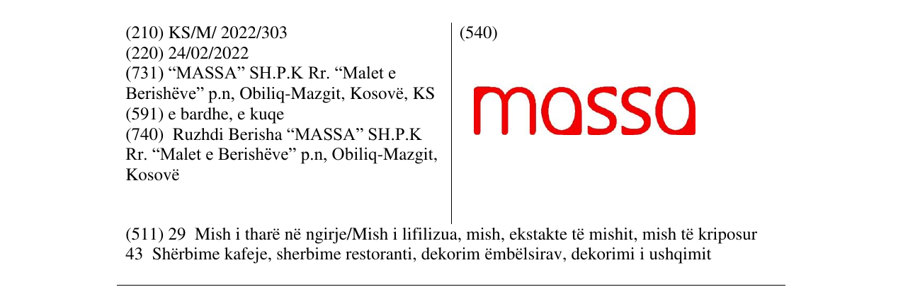 Zëri i markës MASSA në buletin